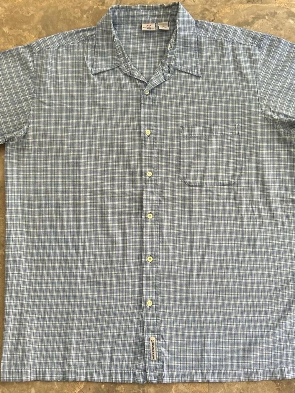 Vintage 2000s Anchor Blue Plaid Short Sleeve Button Up Shirt XXL Blue